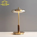 Luxury Brass Walnut Floor Lamp Gold Lustre LED Lighting by Axyaa