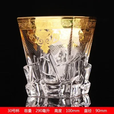 Axya Palace Crystal Glass Beer Mug with Gold Line - Large Juice Whiskey Wine Cup