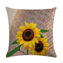 Axyaa Sunflower Pattern Linen Throw Pillow - 45*45cm