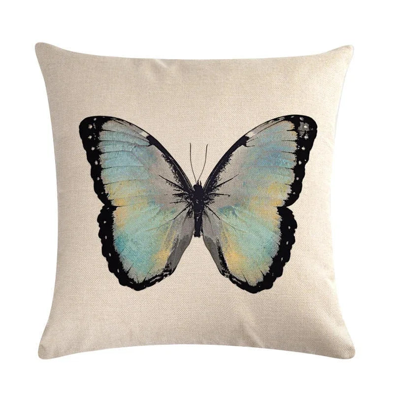 Butterfly Cotton Linen Throw Pillow Cover for Home & Car Decor - Axyaa