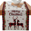 Axyaa Christmas Table Runner with Gnome Elk Tree Snowflake Print