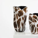 Glass Vase With Irregular Brown Stripes by Axyaa - Geometric Home Decor & Terrarium Accessory