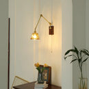 Axyaa Modern LED Wall Light Fixture Walnut Wood Rotatable Glass Bedside Lamp
