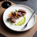 Axyaa Ceramic Plate Set of 4 - Hammer Pattern Tableware for Steak, Salad, Dessert