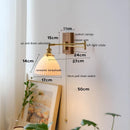 Axyaa Walnut Canopy Copper LED Wall Lamp with Rotating Ceramic Lampshade