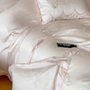 Axyaa French Style Flower Embroidered 100% Lyocell Bedding Set Pink