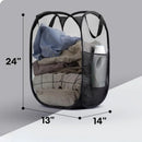 Axyaa Collapsible Mesh Laundry Basket with Side Pocket for Breathable Clothes Storage