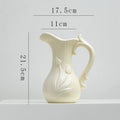 Axyaa Retro Tulip Flower Vase | Porcelain Teapot Relief Design | Home Decoration