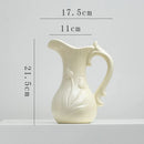 Axyaa Retro Tulip Flower Vase | Porcelain Teapot Relief Design | Home Decoration