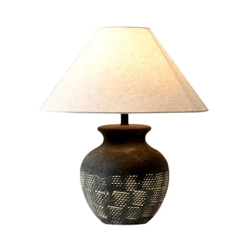 Minimalist Ceramic LED Table Lamp: Axyaa Wabi-sabi Style Black White Retro Desk Lighting