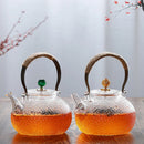 Axyaa 700ml Glass Tea Pot with Metal Handle - Heat Resistant for Electric Ceramic Stove