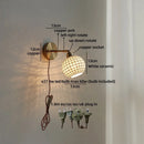 Axyaa Ceramic Vintage LED Wall Light Round Lampshade Design Pull Chain