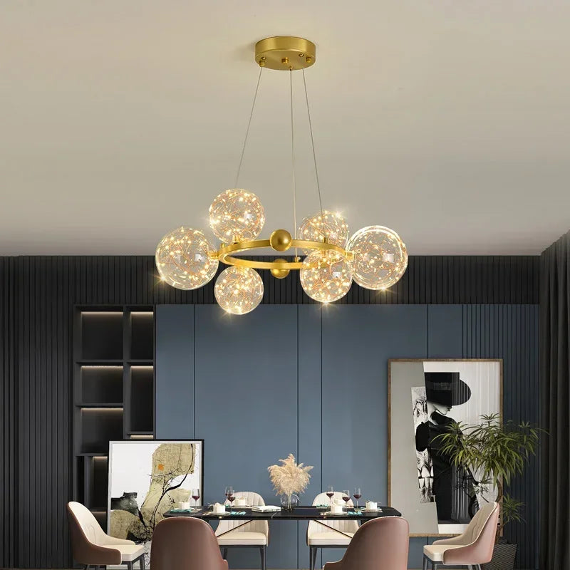 Axyaa Starry Round Pendant Light: Modern, Luxury, Minimalist for Living, Dining, Bedroom.