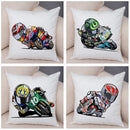 Axyaa Cartoon Sport Motorcycle Cushion Cover - Super Soft Plush Pillow Case