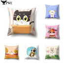Axyaa Geometric Cat Dog Print Polyester Pillow Cover 45x45cm
