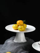 Axyaa Chinese Tea & Pastry Ceramic Tray Set - Small Size Footed Ornaments & Fruit Plates