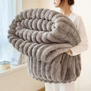 Axyaa Rabbit Velvet Blanket: Winter Thick Warm Flannel for Bedroom & Living Room
