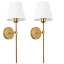 Axyaa Modern Gold Wall Sconce with LED Lighting & Fabric Shade