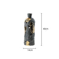 Axyaa Feather Gray Gold Pattern Vase: Chic Porcelain Home Decor Accessory