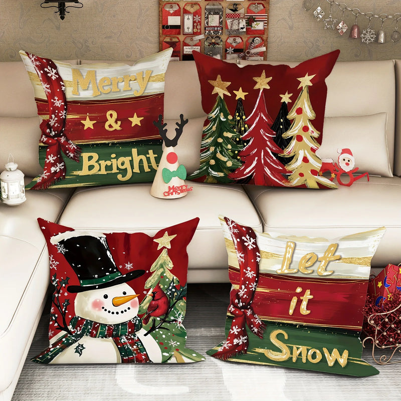Axyaa Christmas Snowman Tree Pillowcase - Festive Home Decor & Holiday Gift