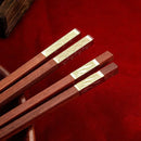 Axyaa Red Wood Chopsticks Set - High Quality Non Slip Sushi Tableware
