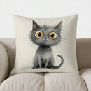 Cute Blue Cat Reading Book Pillow Cover for Sofa, Bedroom, Car - Axyaa