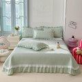 Axyaa Kapok Twill Bed Cover Set with Lace Trim and Pillowcases