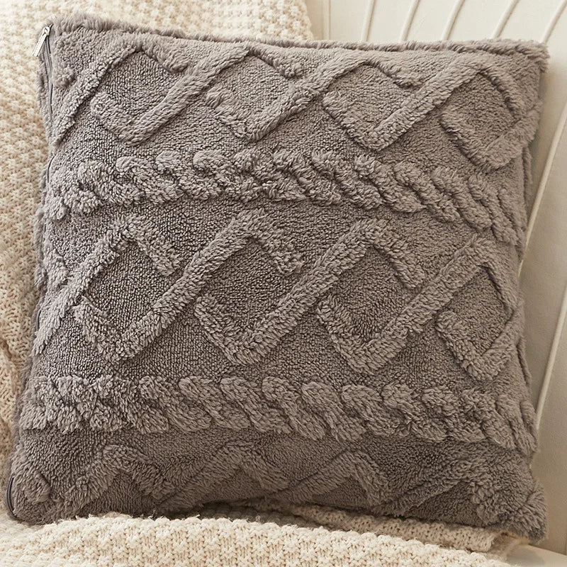 Axyaa Pink Velvet Geometric Cushion Cover 45*45cm for Home Living Room