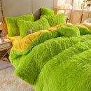 Axyaa Plush Pink Mink Velvet Queen Bedding Set with Sheets
