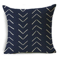 Axyaa Blue Texture Print Linen Cushion Case for Living Room Sofa - 40cm/45cm/50cm