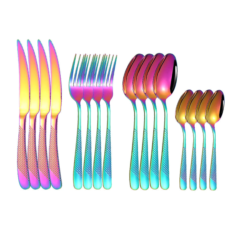 Axyaa Stainless Steel Star Steak Set: Knife, Fork, Spoon, Coffee Spoon
