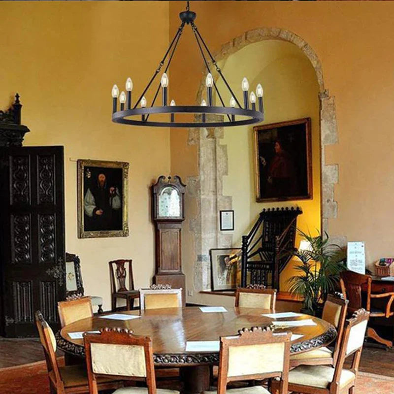 Axyaa Round Industrial Iron LED Pendant for Living Room and Cafe