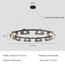 Axyaa Smoky Gray Glass Chandelier LED Pendant Light for Luxury Dining Room