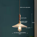 Axyaa Copper Glass LED Pendant Lights with Wood Handle, Modern Hanging Lamp for Home Décor.