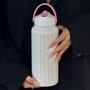 Axyaa Vacuum Insulated Water Bottle with Straw & Handle - Stainless Steel Thermos