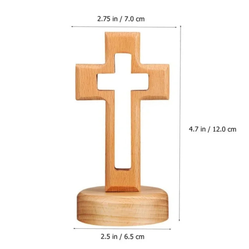 Axyaa Wood Cross Crucifix with Standing Jesus, Religious Christian Ornament