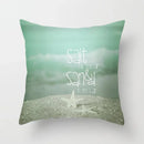 Light Blue Green Mint Geometric Print Boho Pillowcase Set by Axyaa
