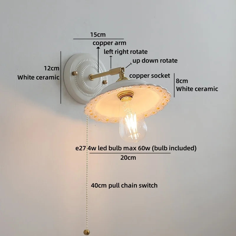 Axyaa White Glass LED Wall Lamp Modern Nordic Style