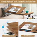 Axyaa Mobile C End Table with Adjustable Height, Wheels & Side Pocket