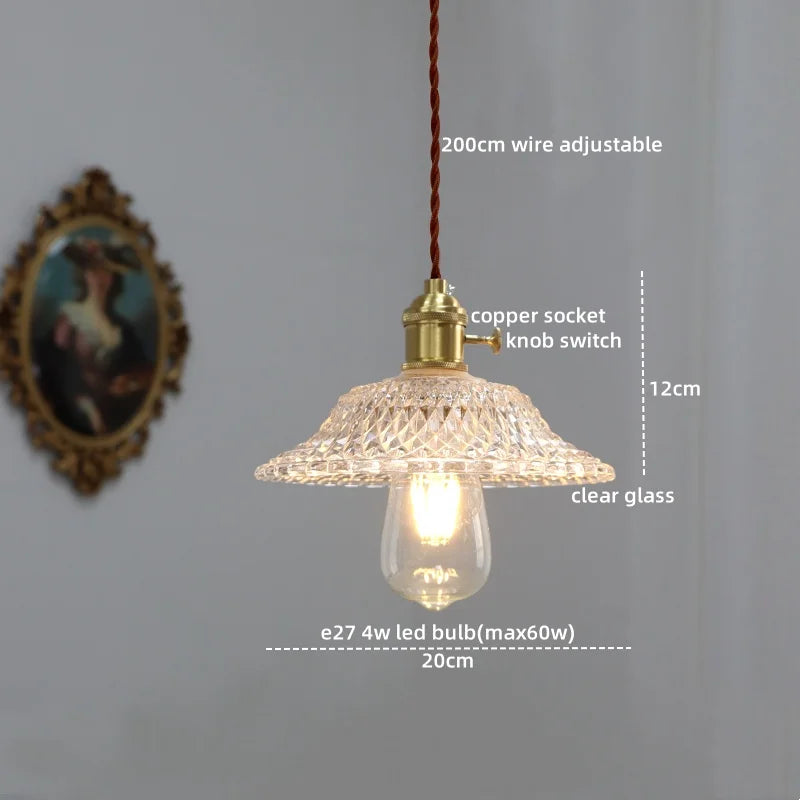Axyaa Modern LED Glass Copper Pendant Light with Knob Switch
