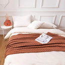 Axyaa Orange Red Knit Throw Blanket - Plaid Bedspread for Bed & Sofa