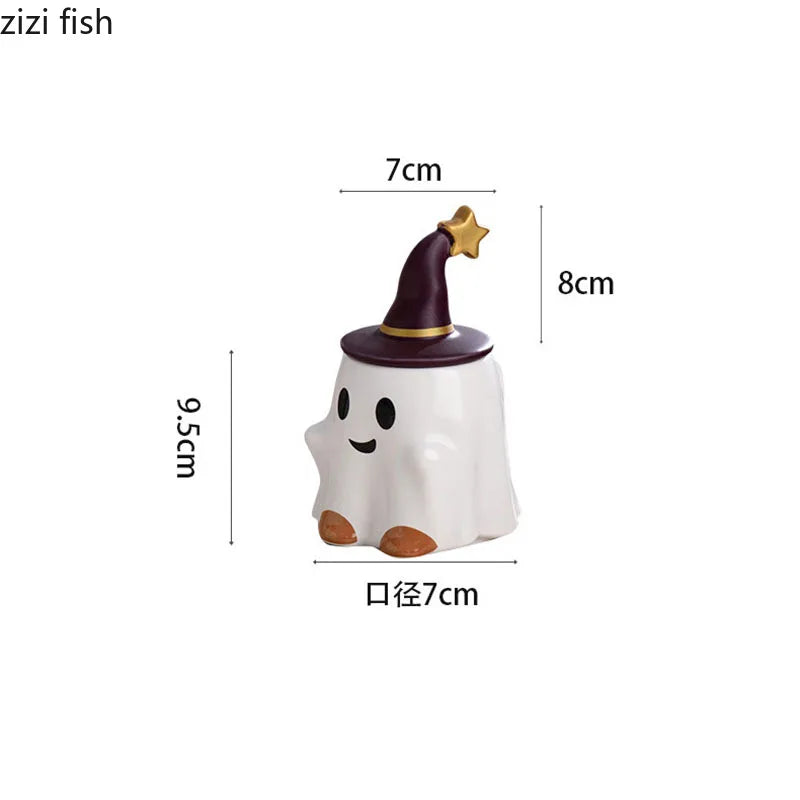 Axya Cute Ghost Ceramic Mug with Cover - Halloween Easter Gift