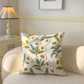 Axyaa Pastoral Flower Embroidery Throw Pillowcase - Canvas Towel Sofa Cushion Cover
