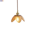 Axyaa Amber Glass LED Pendant Lighting: Japan Style Hanging Lamp for Home Decor