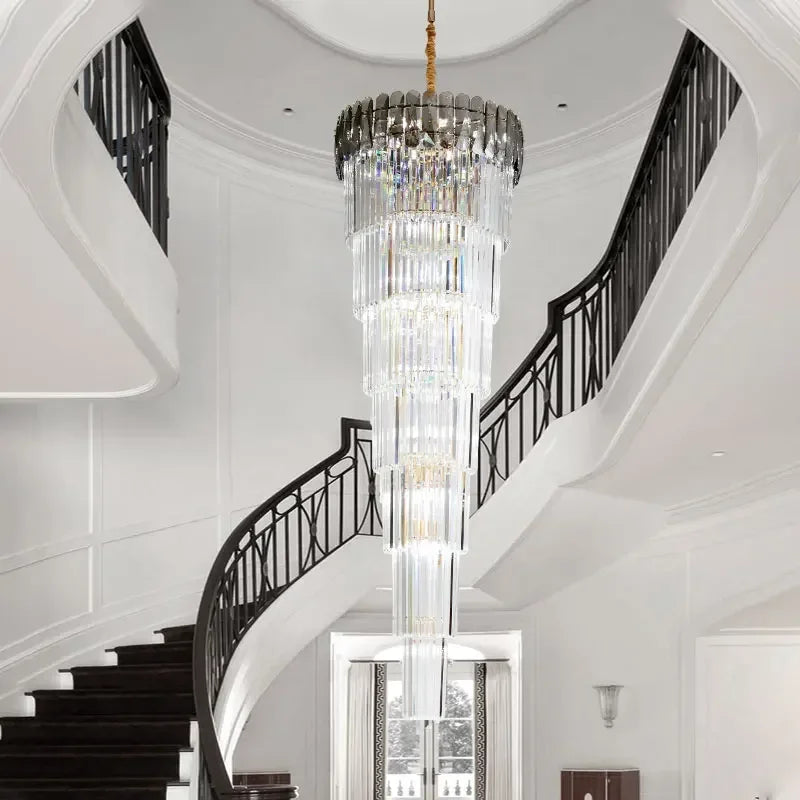 Axyaa Modern Crystal LED Chandelier for Living Room, Staircase, Villa Large Pendant Lamp