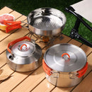 Axyaa Stainless Steel Cookware: Foldable Handle Frying Pan/Soup Pot for Camping & Picnics