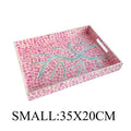 Axyaa Pink Mother-of-pearl Seashell Tray: Handmade Fruit Basket Living Room Organizer