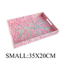 Axyaa Pink Mother-of-pearl Seashell Tray: Handmade Fruit Basket Living Room Organizer
