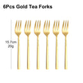 Axyaa Stainless Steel Coffee Fork Set, Mirror Gold Cutlery, Durable Fruit Forks