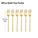 Axyaa Stainless Steel Coffee Fork Set, Mirror Gold Cutlery, Durable Fruit Forks